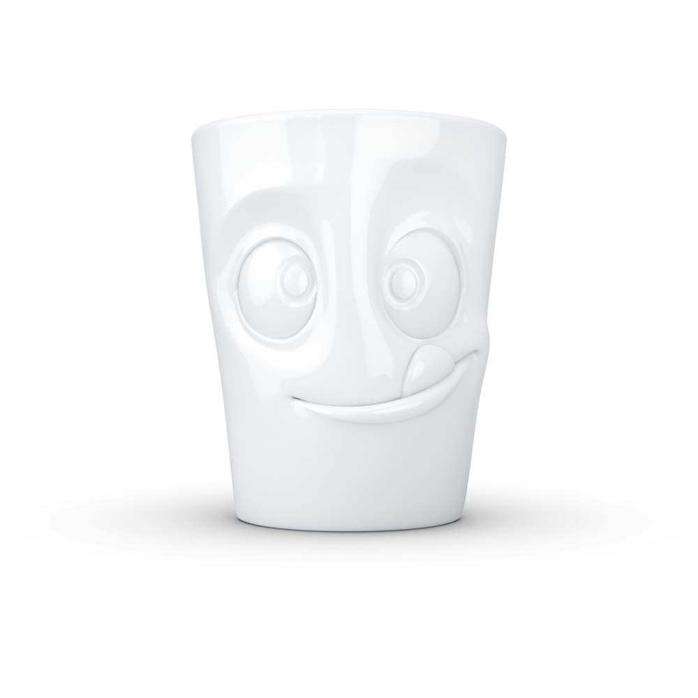 FiftyEight Henkelbecher Mug Lecker weiss